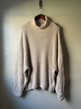 & Other Stories Stockholm Atelier Small Beige Oversized Turtleneck Sweater